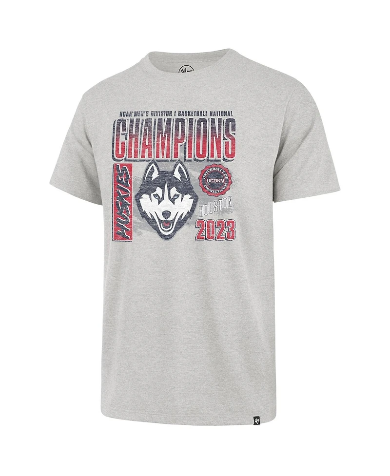Men's '47 Brand Gray UConn Huskies 2023 Ncaa Basketball National Champions Mascot T-shirt