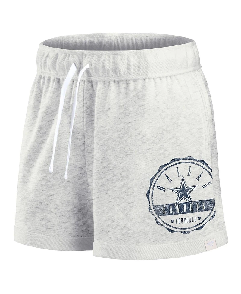Women's Fanatics Oatmeal Distressed Dallas Cowboys Vintage-Like Badge Shorts