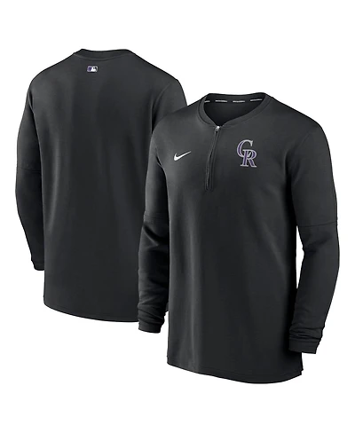 Men's Nike Black Colorado Rockies Authentic Collection Game Time Performance Quarter-Zip Top