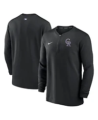 Men's Nike Black Colorado Rockies Authentic Collection Game Time Performance Quarter-Zip Top