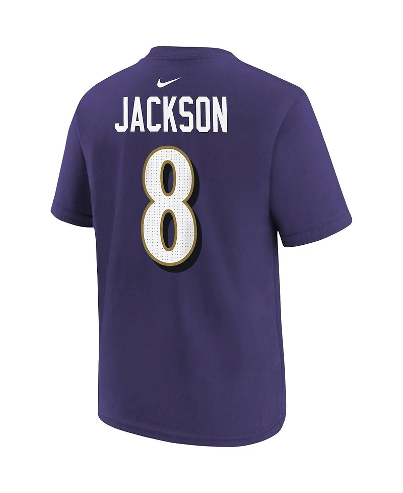 Big Boys Nike Lamar Jackson Purple Baltimore Ravens Player Name and Number T-shirt