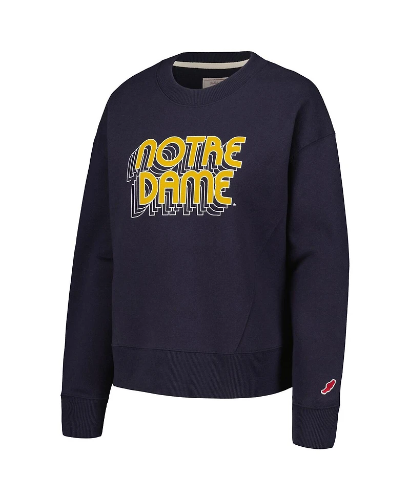 Women's League Collegiate Wear Navy Notre Dame Fighting Irish Boxy Pullover Sweatshirt
