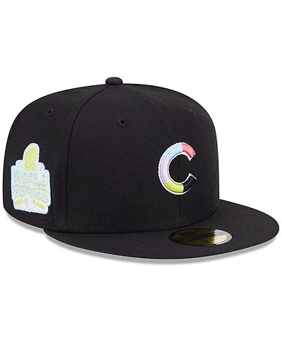 Men's New Era Black Chicago Cubs Multi-Color Pack 59FIFTY Fitted Hat