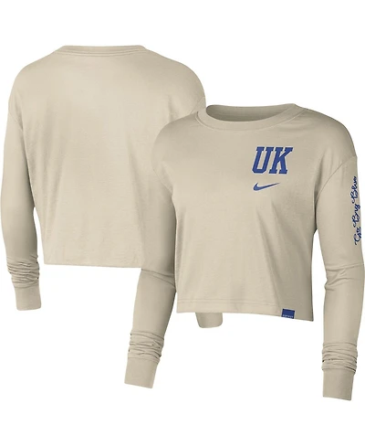Women's Nike Cream Kentucky Wildcats Varsity Letter Long Sleeve Crop Top