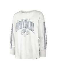 Women's '47 Brand Cream Distressed North Carolina Tar Heels Statement Soa 3-Hit Long Sleeve T-shirt