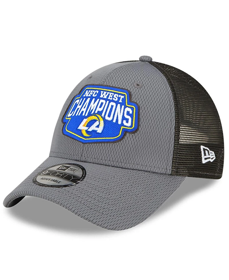 Men's New Era Graphite Los Angeles Rams 2021 Nfc West Division Champions 9FORTY Trucker Snapback Hat