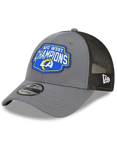 Men's New Era Graphite Los Angeles Rams 2021 Nfc West Division Champions 9FORTY Trucker Snapback Hat