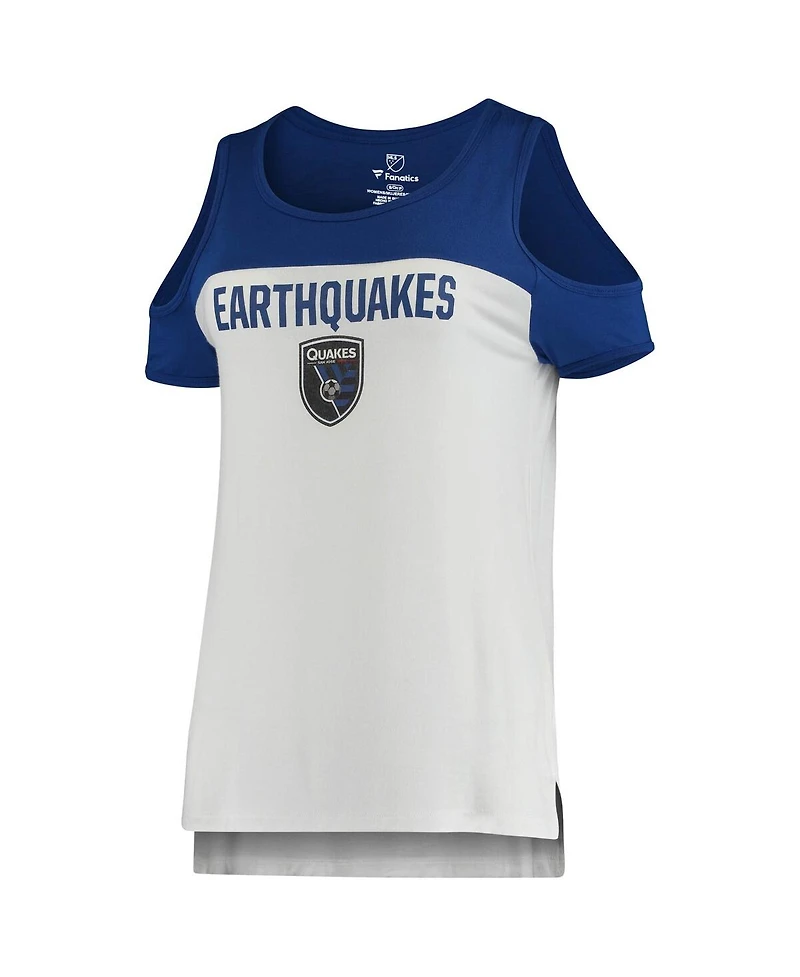 Women's Fanatics White San Jose Earthquakes Iconic Pure Dedication Cold Shoulder T-shirt