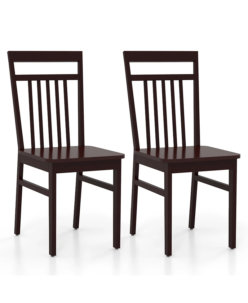 Costway Farmhouse Dining Chair Set of 2 Armless Wooden Chair with Slanted High Backrest