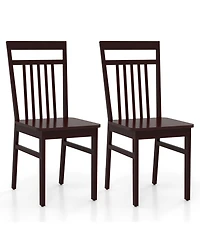 Costway Farmhouse Dining Chair Set of 2 Armless Wooden Chair with Slanted High Backrest