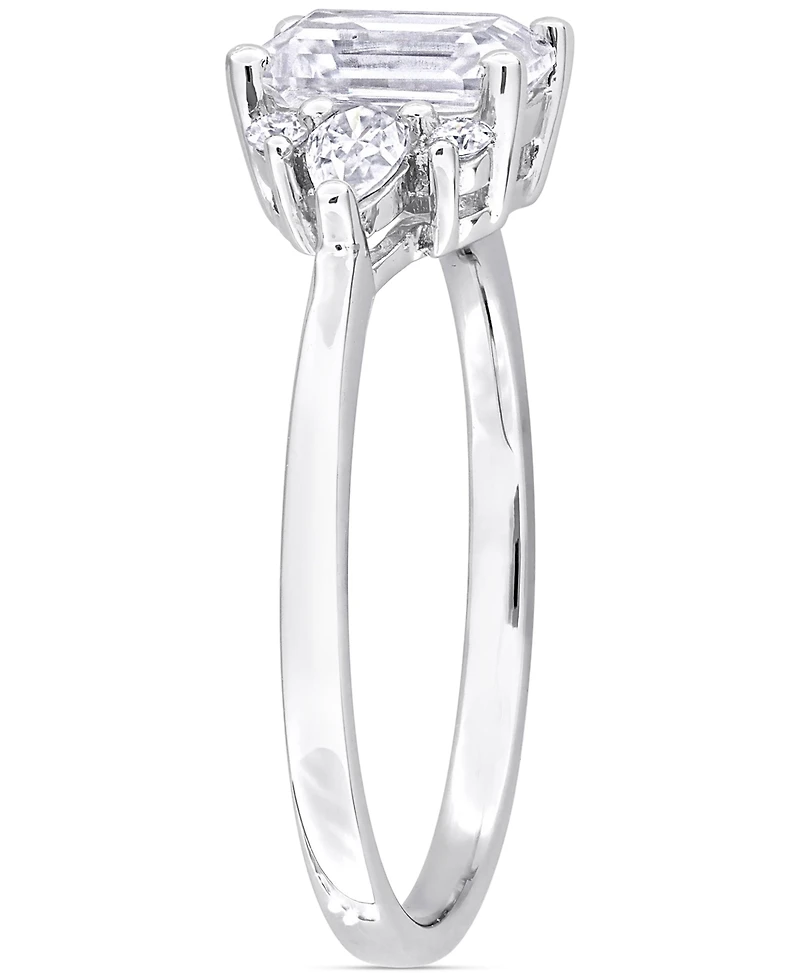 Moissanite (1-3/8 ct. t.w.) Octagon-Cut Cluster Engagement Ring Sterling Silver
