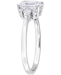 Moissanite (1-3/8 ct. t.w.) Octagon-Cut Cluster Engagement Ring Sterling Silver