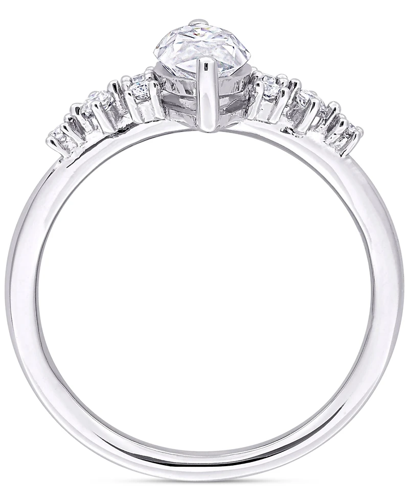 Moissanite (1-1/8 ct. t.w.) Marquise-Cut Engagement Ring Sterling Silver