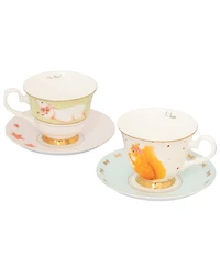 Yvonne Ellen Mouse and Squirrel Cup and Saucer, Set of 2