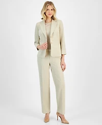 Le Suit Women's Two-Button Inset Jacket Extended-Tab Waist Pantsuit Set, Regular & Petite