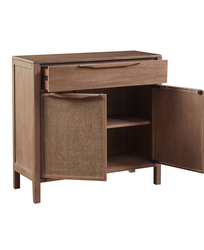 Madison Park Palisades 36"W Coastal 1 Drawer and 2 Door Storage Accent Chest with Cane Webbing Detailing