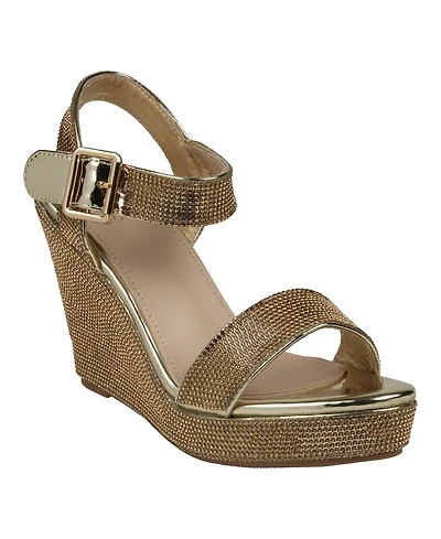 Gc Shoes Women's Betty Embellished Wedge Slingback Wedge Sandals