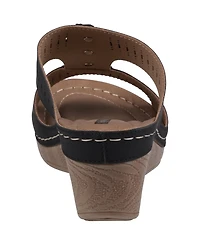 Gc Shoes Women's Lisette Flower Perforated Wedge Sandals