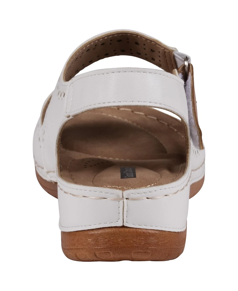 Gc Shoes Women's Foster Perforated Double Band Flat Sandals