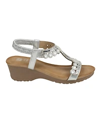 Gc Shoes Women's Fiah Jeweled Slingback Wedge Sandals
