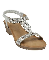 Gc Shoes Women's Damaris Embellished Slingback Wedge Sandals