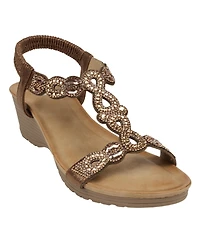 Gc Shoes Women's Damaris Embellished Slingback Wedge Sandals