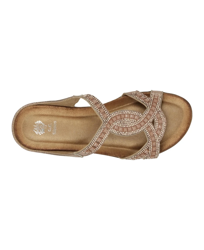 Gc Shoes Women's Alora Embellished Slide Flat Sandals