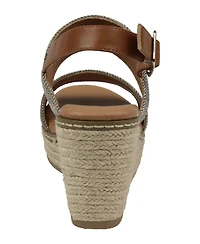 Gc Shoes Women's Ellis Metallic Double Band Slingback Espadrille Wedge Sandals