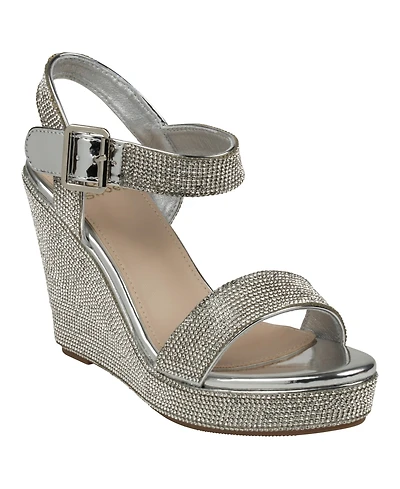 Gc Shoes Women's Betty Embellished Wedge Slingback Wedge Sandals