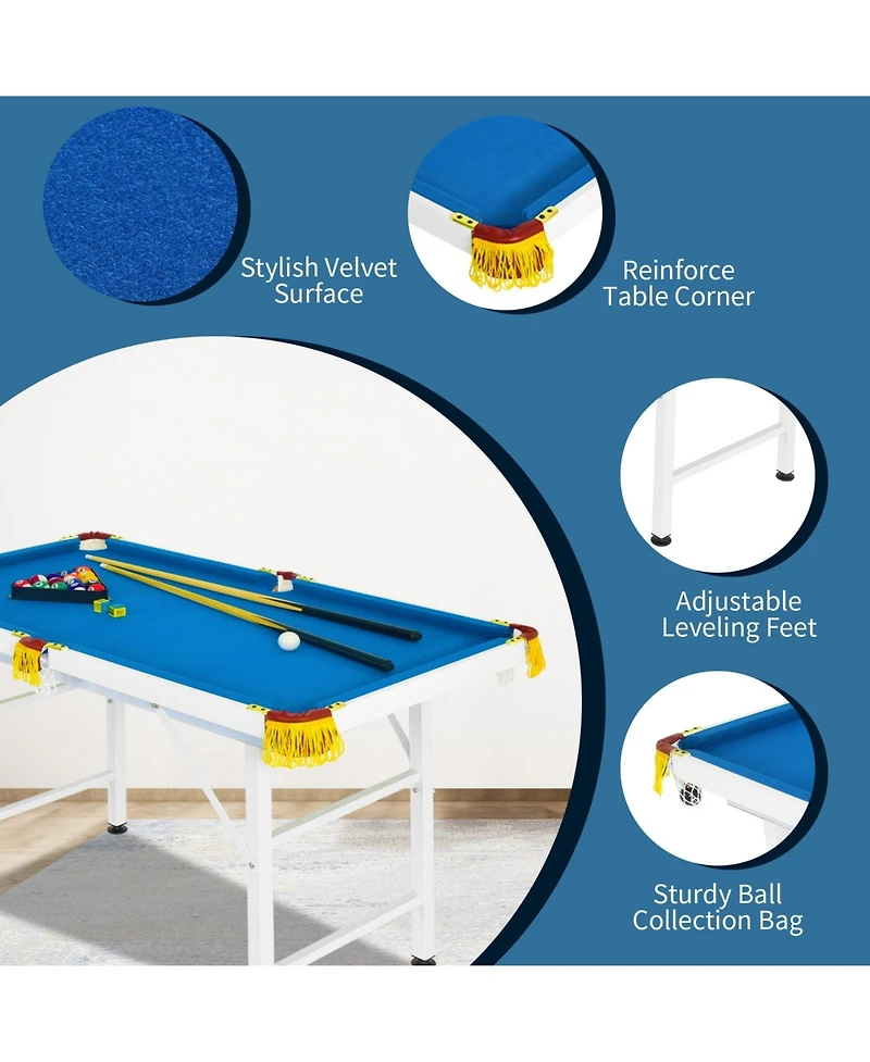 Sugift 47 Inch Folding Billiard Table with Cues and Brush Chalk