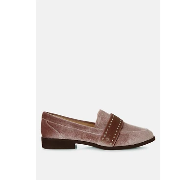 Walkin Stud Detail Velvet Loafers