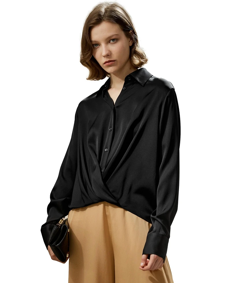 Lilysilk Women's Hem Pleated Silk Blouse
