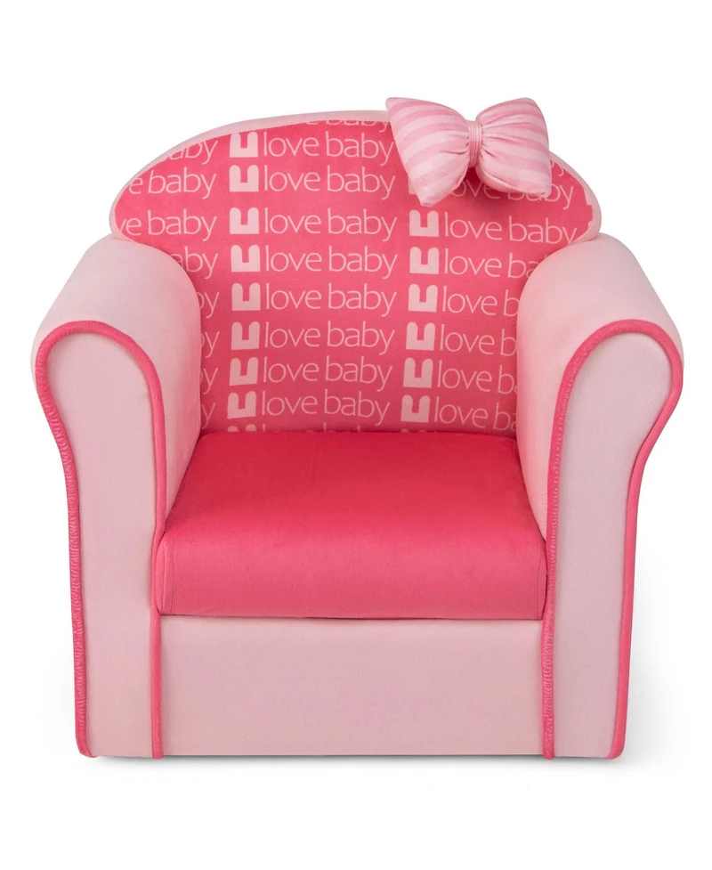 Kids Cute Pink Bow Sofa Children Couch Toddler Upholstered Armchair Solid Wood