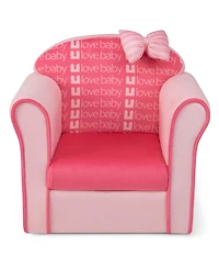 Kids Cute Pink Bow Sofa Children Couch Toddler Upholstered Armchair Solid Wood