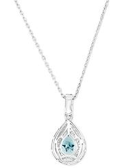 Amethyst (5/8 ct. t.w.) & Lab-Grown White Sapphire (1/2 Teardrop Halo Birthstone Pendant Necklace Sterling Silver, 16" + 2" extender (Als
