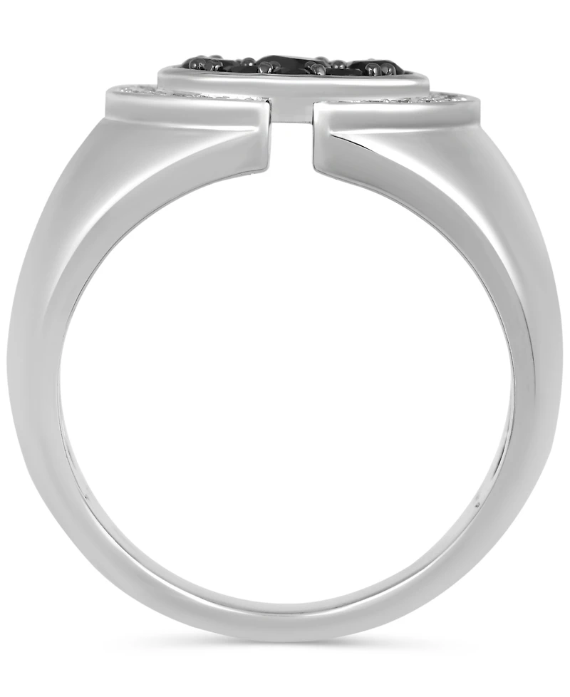 Men's Black Diamond & White Diamond (1 ct. t.w.) Ring in Sterling Silver