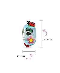 Bling Jewelry Insect Set Bundle Sterling Silver Core Multi Color 3D Lamp Work Murano Glass Ladybug Butterfly Bumble Bee Charm Bead Spacer Fits Europea