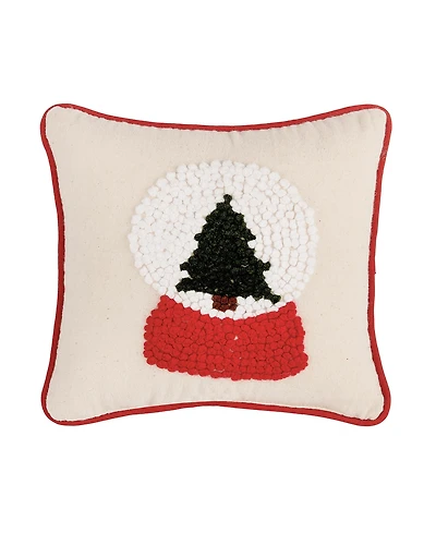 8" x 8" Snow Globe Tree French Knot Petite Size Accent Throw Pillow