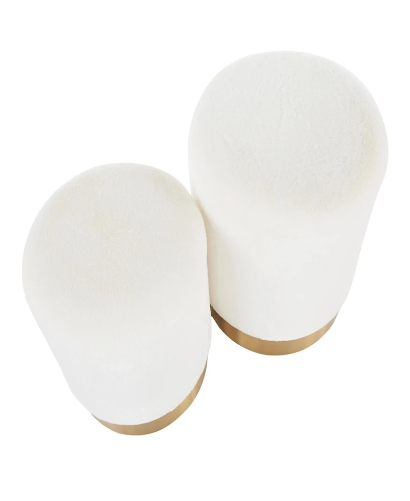 Marla Contemporary Nesting Ottoman Set in Metal and Plush Fabric by Lumisource