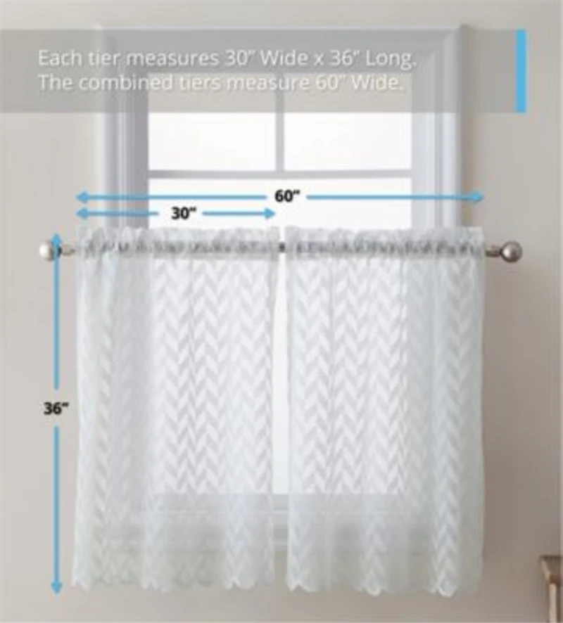 Hlc.Me Herringbone Lace Sheer Kitchen Cafe Curtain Tiers For Small Windows Bathroom