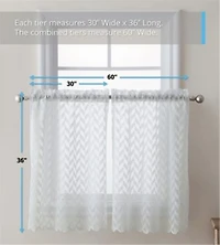Hlc.Me Herringbone Lace Sheer Kitchen Cafe Curtain Tiers For Small Windows Bathroom