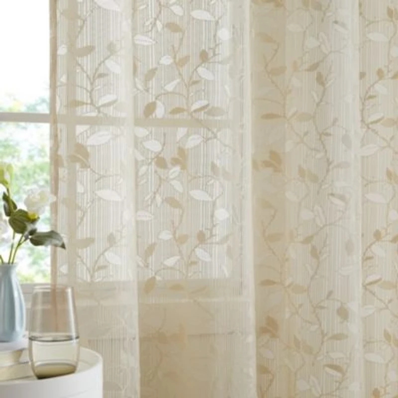 Hlc.Me Joyce Floral Decorative Semi Sheer Light Filtering Grommet Window Treatment Curtain Drapery Panels For Bedroom Living Room Set Of 2 Panels