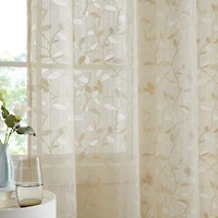 Hlc.Me Joyce Floral Decorative Semi Sheer Light Filtering Grommet Window Treatment Curtain Drapery Panels For Bedroom Living Room Set Of 2 Panels