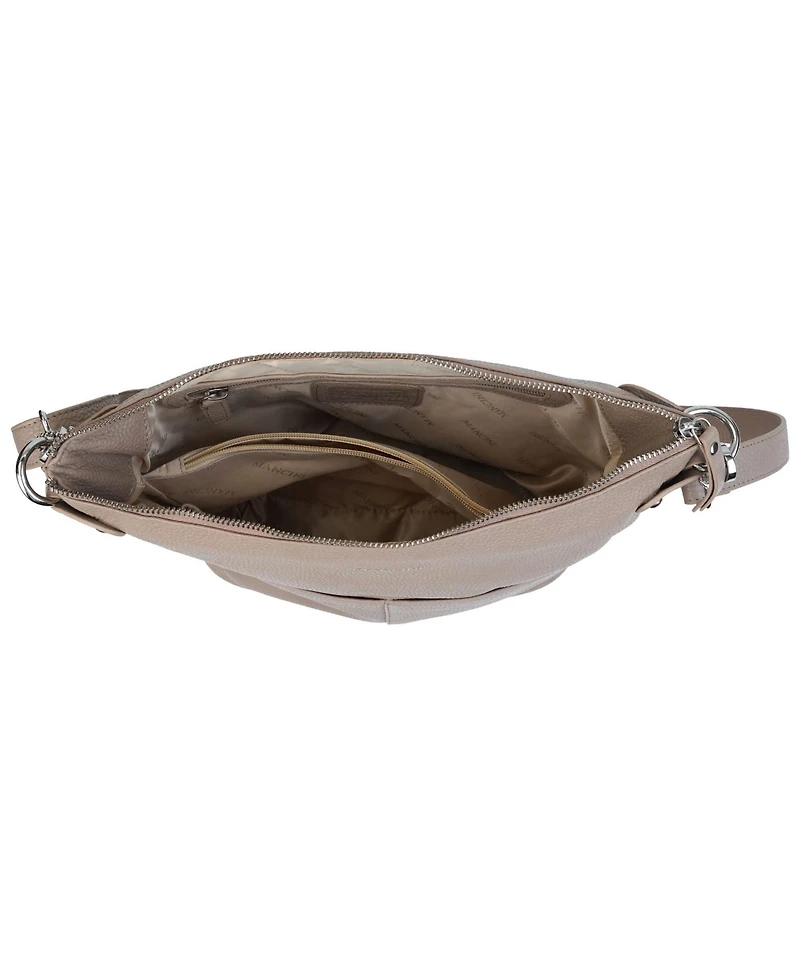 Mancini Pebbled Collection Susan Leather Crossbody Hobo Bag