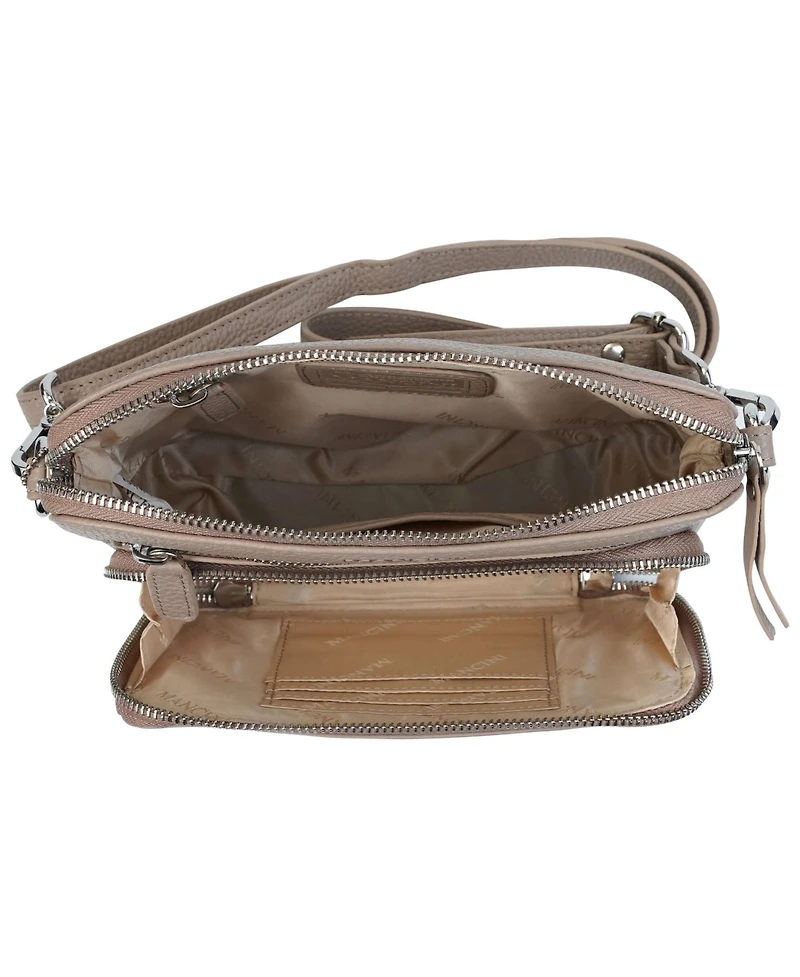 Mancini Pebbled Collection Valerie Leather Mini Crossbody Bag