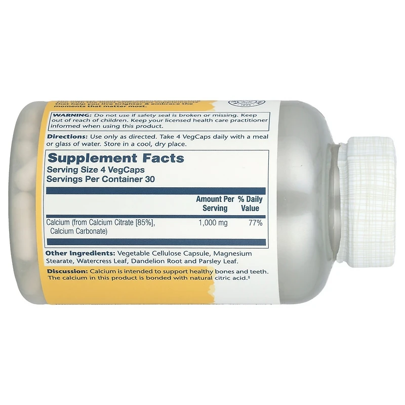 Solaray Calcium Citrate - 120 VegCaps (250 mg per Capsule)