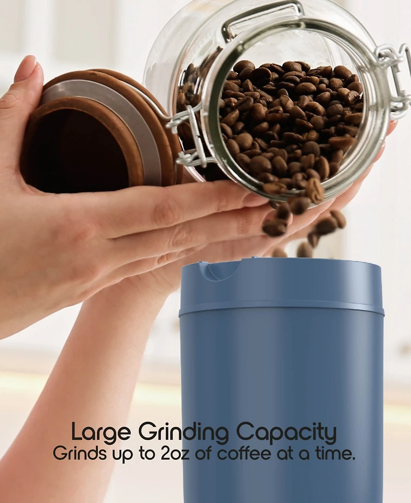 Tzumi Puree Electric Coffee Grinder, One-Touch Spice, Herb, and Bean Grinder with Stainless Steel Blades