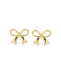 Bling Jewelry Dainty Tiny Birthday Present Ribbon Solid14K Yellow Gold Mini Bow Stud Earrings Safety Clutch Screw Back