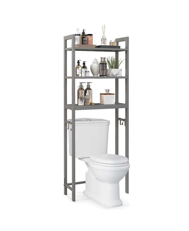 Costway Over-The-Toilet Storage Shelf Space Saving Metal Bathroom Organizer Hooks