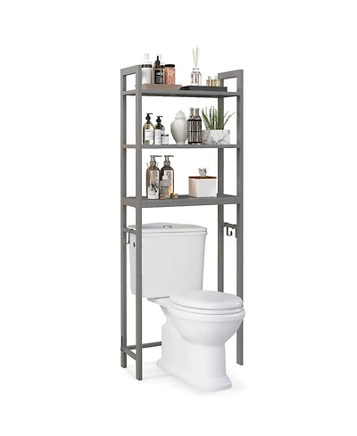 Costway Over-The-Toilet Storage Shelf Space Saving Metal Bathroom Organizer Hooks
